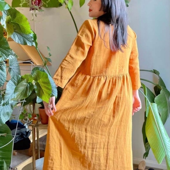 Amanda Moss 100% Linen Harvest Dress S Soft Black - Picture 9 of 11